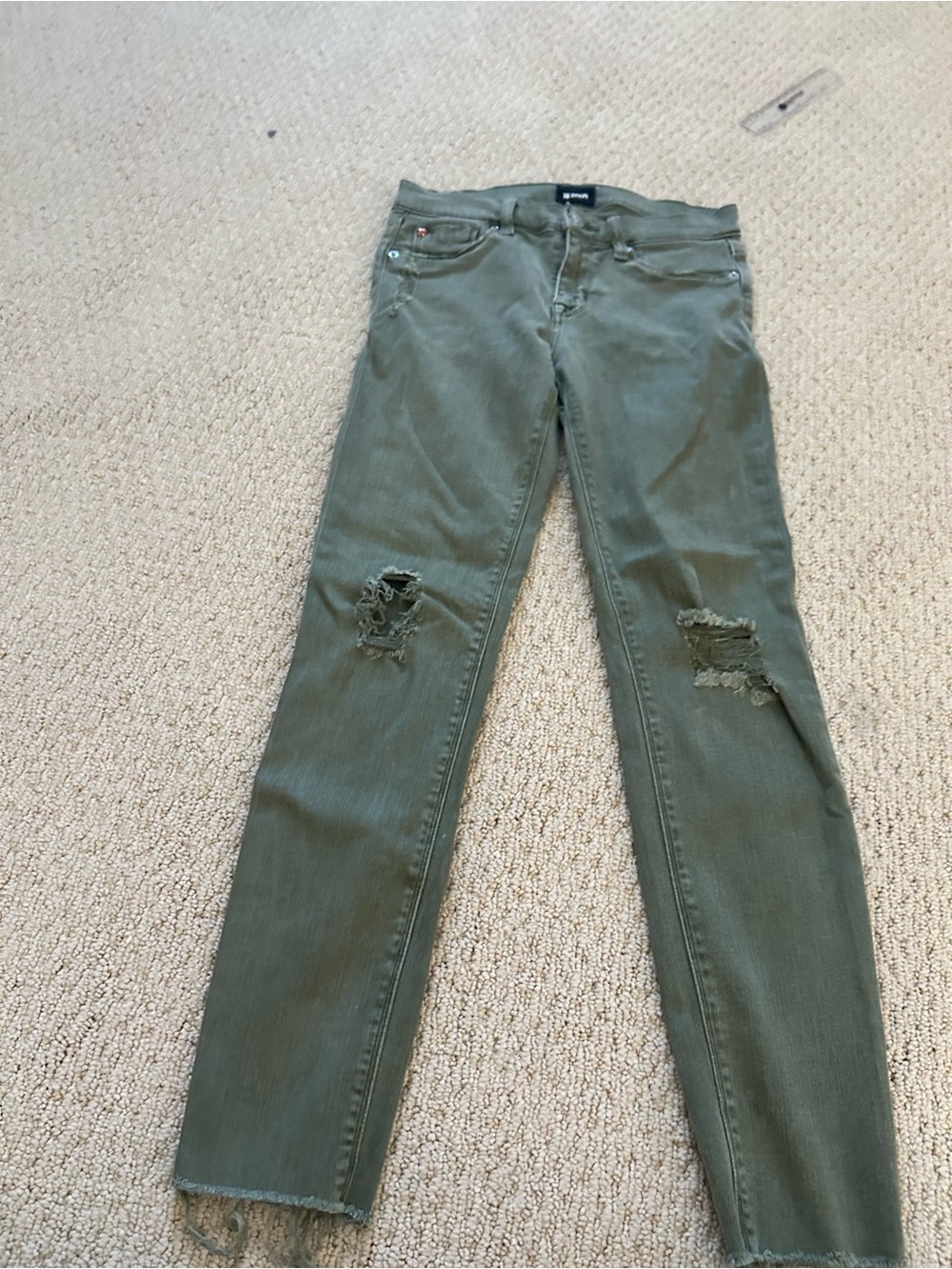 Hudson Jeans Olive Green Distressed Skinny Jeans